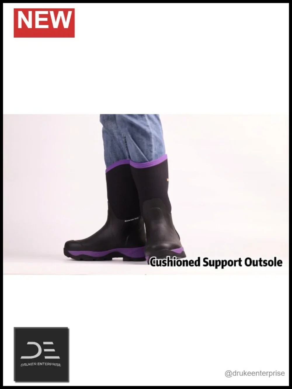 Women's Insulated Waterproof Mid Calf Rain Boots Rubber Neoprene